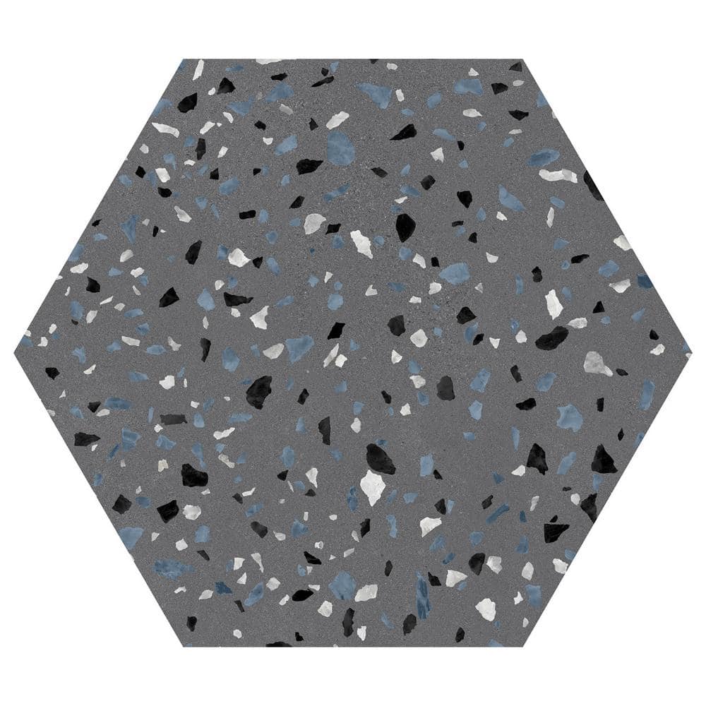Kallisto Pierre Gray 8 in. x 9 in. Hexagon Terrazzo Look Matte Porcelain Fl