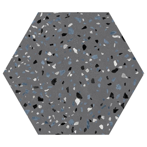 ANDOVA Kallisto Pierre Gray 8 in. x 9 in. Hexagon Terrazzo Look Matte Porcelain Floor and Wall Tile (9.9 sq. ft. /Case)