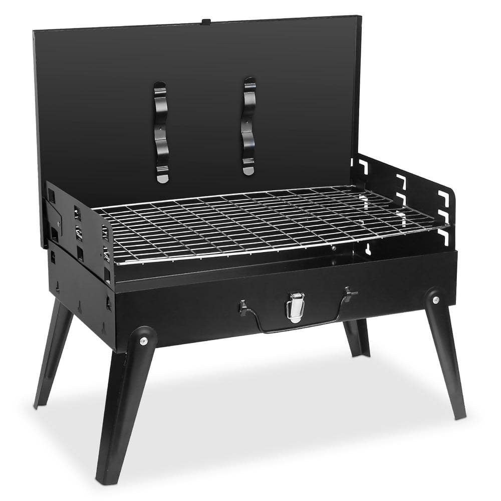 ITOPFOX Portable Charcoal/Wood Grill in Black Finish Portable Charcoal