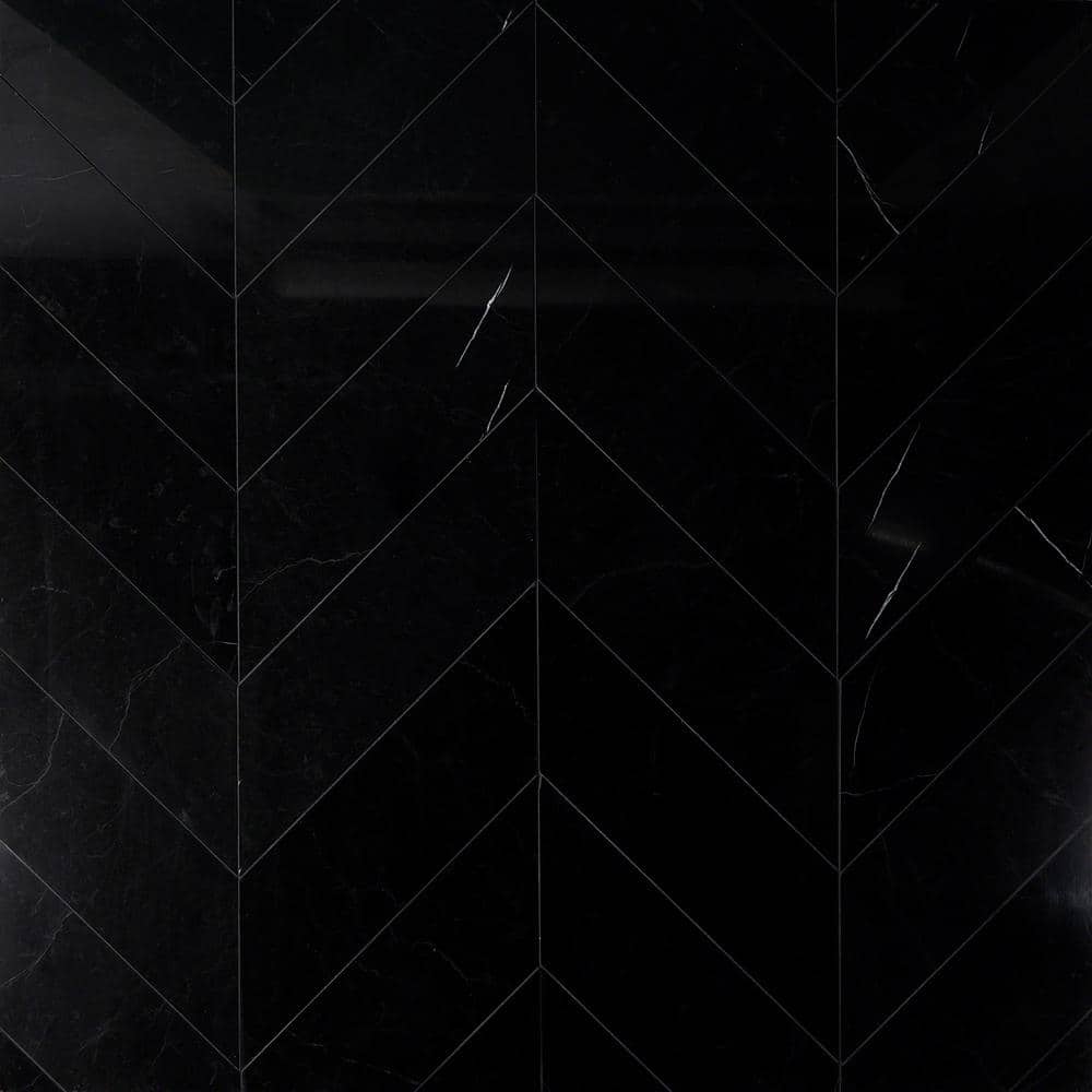 Blackout Chervon Nero Marquina 6 in. x 24 in. Polished Marble Floor and Wall Tile (4.44 sq. ft./Case) price history on PriceWatchPro