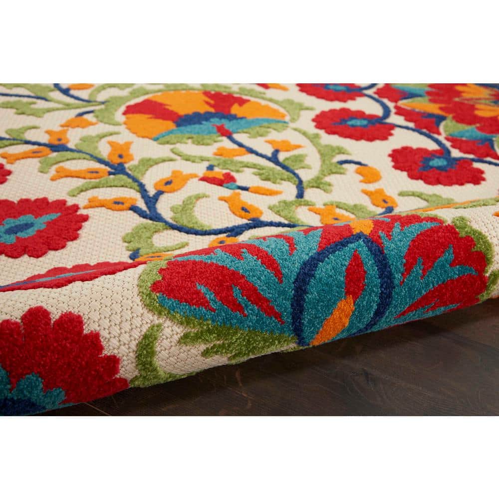 Nourison Aloha Multicolor Floral Synthetic Outdoor Rug