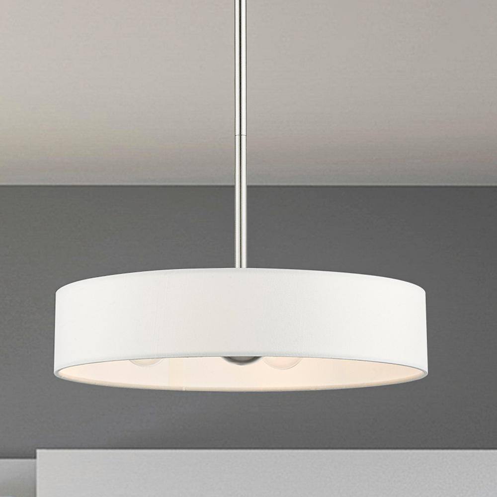 Venlo 14" Brushed Nickel Drum Pendant with LED Lights