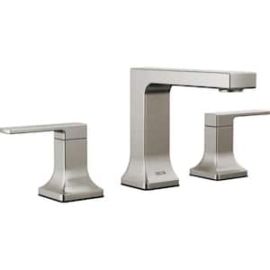 Velum 8 in. Widespread Double Handle Bathroom Faucet with Drain Kit Included in Stainless