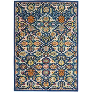 Allur Nav/Mtc 3 ft. x 5 ft. Persian Boho Transitional Kitchen Area Rug