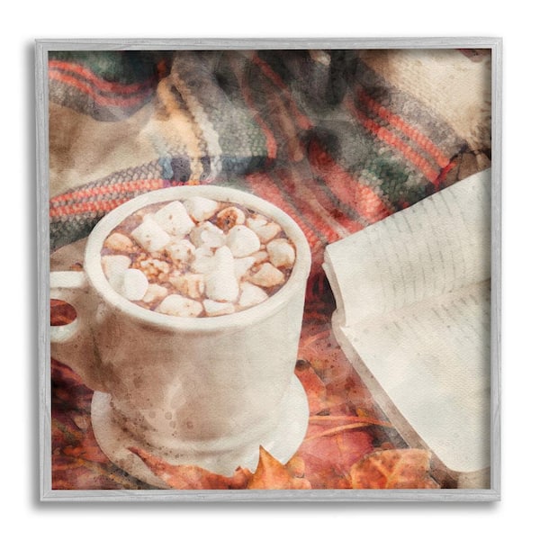 Stupell Industries Autumn Cocoa and Book by LSR Design Studio 1-Piece Framed Graphic Print Food Poster Art Print 12 in. x 12 in.