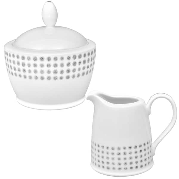 Noritake Grey Hammock (Gray) Porcelain 9 oz. Sugar and 12.5 fl. oz. Creamer Set