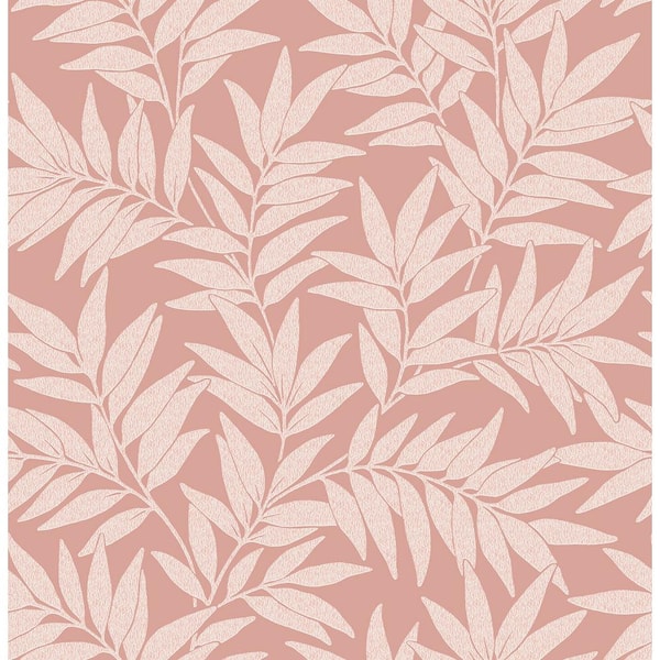 A-Street Prints Morris Pink Leaf Wallpaper Sample