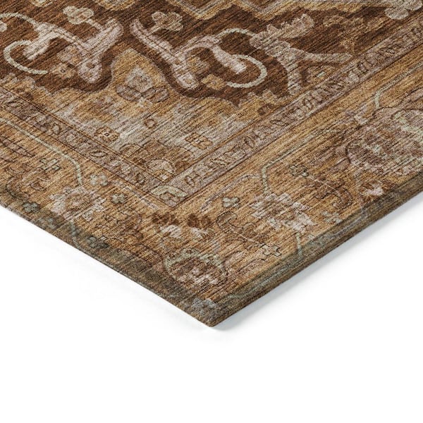 Chantille Machine Washable Indoor/Outdoor Abstract ACN2165 Terracotta 8 ft. x 8 ft. Area Rug