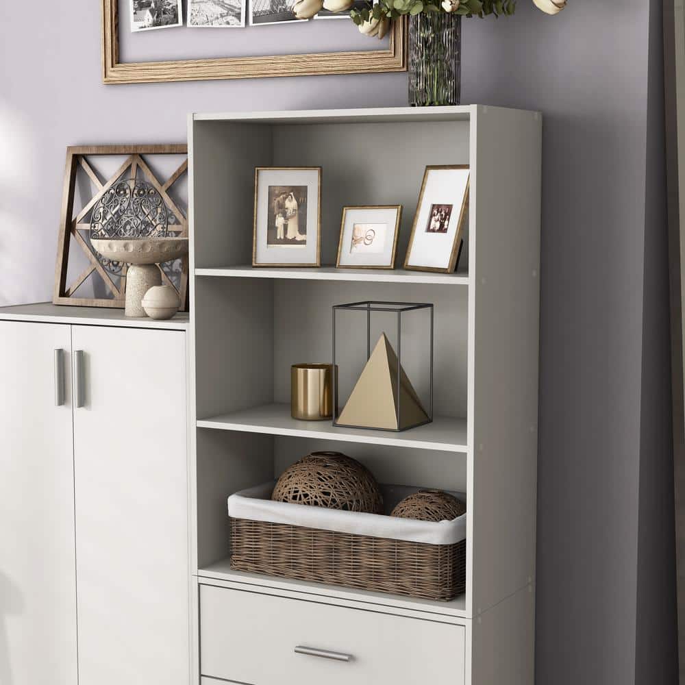 White Stackable 3-Tier Wood Cube Storage Bookcase