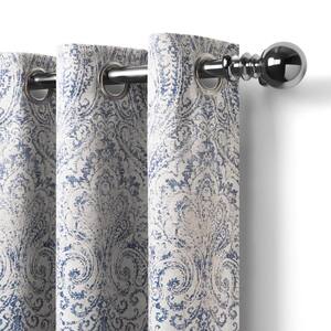 Blue Paisley Blackout Curtain - 52 in. W x 84 in. L