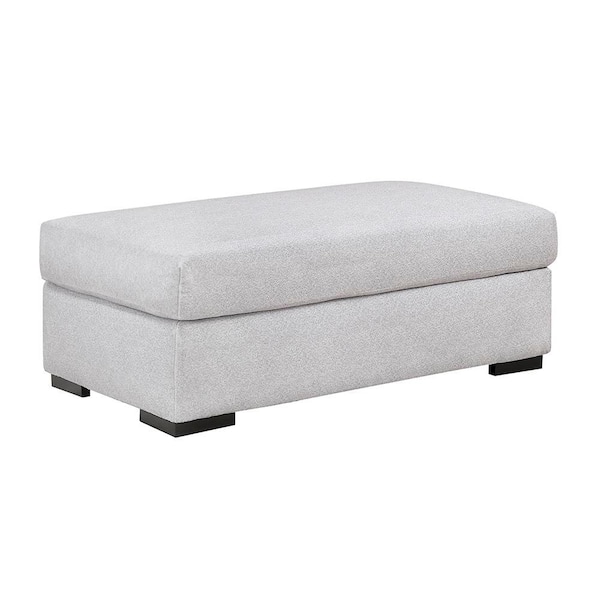 Artem Gray Textured Microfiber and Corduroy Fabric Rectangle Ottoman