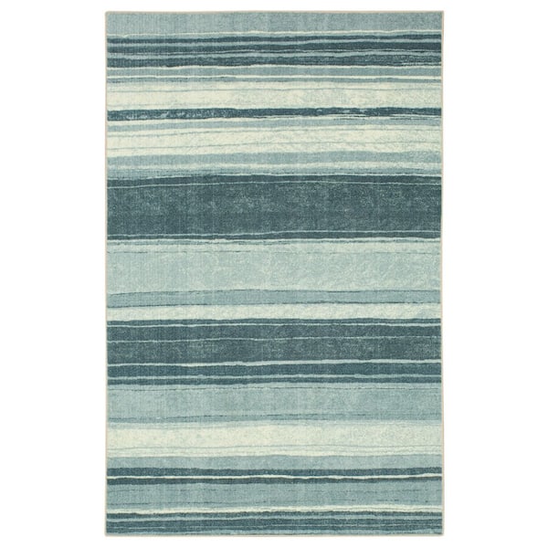 Mohawk Home Rainbow Blue 1 ft. 8 in. x 2 ft. 10 in. Machine Washable Striped Area Rug