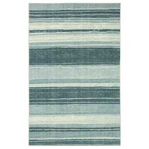 Rainbow Blue 2 ft. 6 in. x 3 ft. 10 in. Machine Washable Striped Area Rug