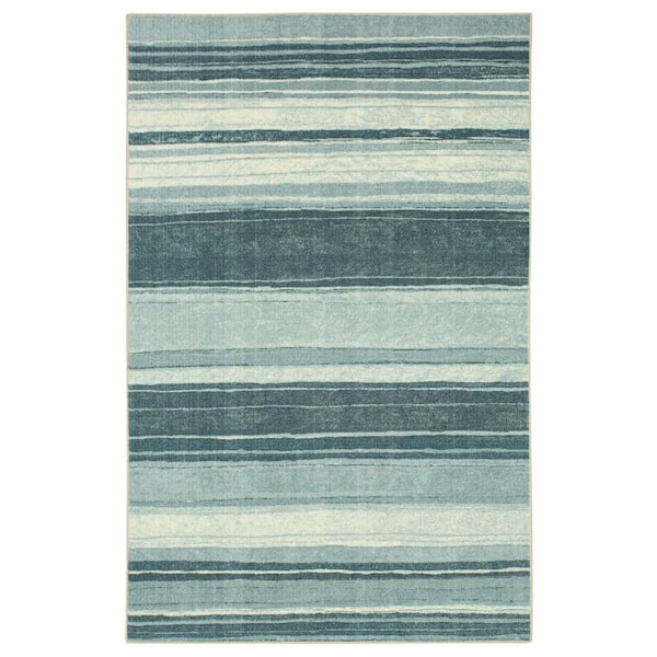 Mohawk Home Rainbow Blue 2 ft. 6 in. x 3 ft. 10 in. Machine Washable Striped Area Rug