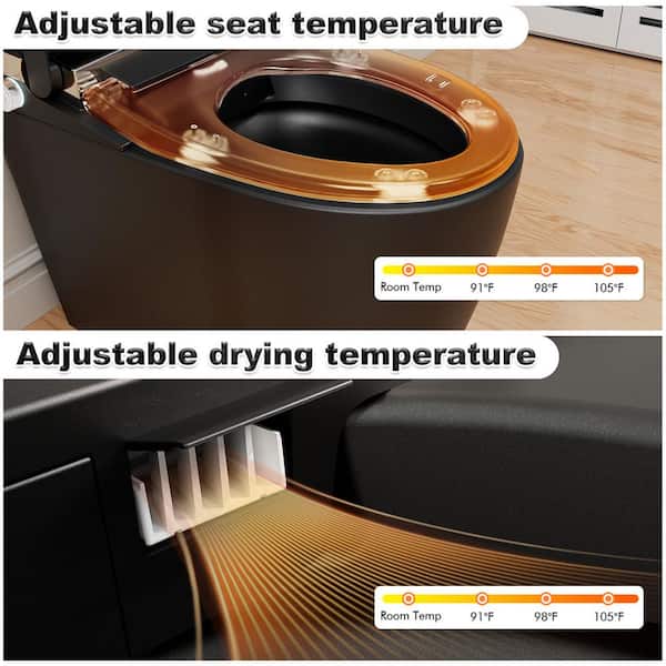 GIVING TREE Smart Toilet Bidet GTAD1105MB - 1.28 GPF Elongated with Auto Flush, Heated Seat, Matte Black