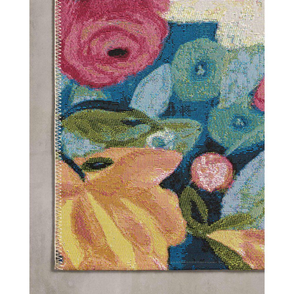 Botanical Bliss Navy Blue Floral Flatweave Wool-Blend 2'5" x 3'11" Rug