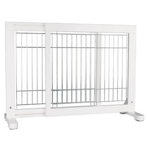 Adjustable Freestanding Pet Gate : Width Expands 25.5 in. to 42.5 in. : Lightweight : White
