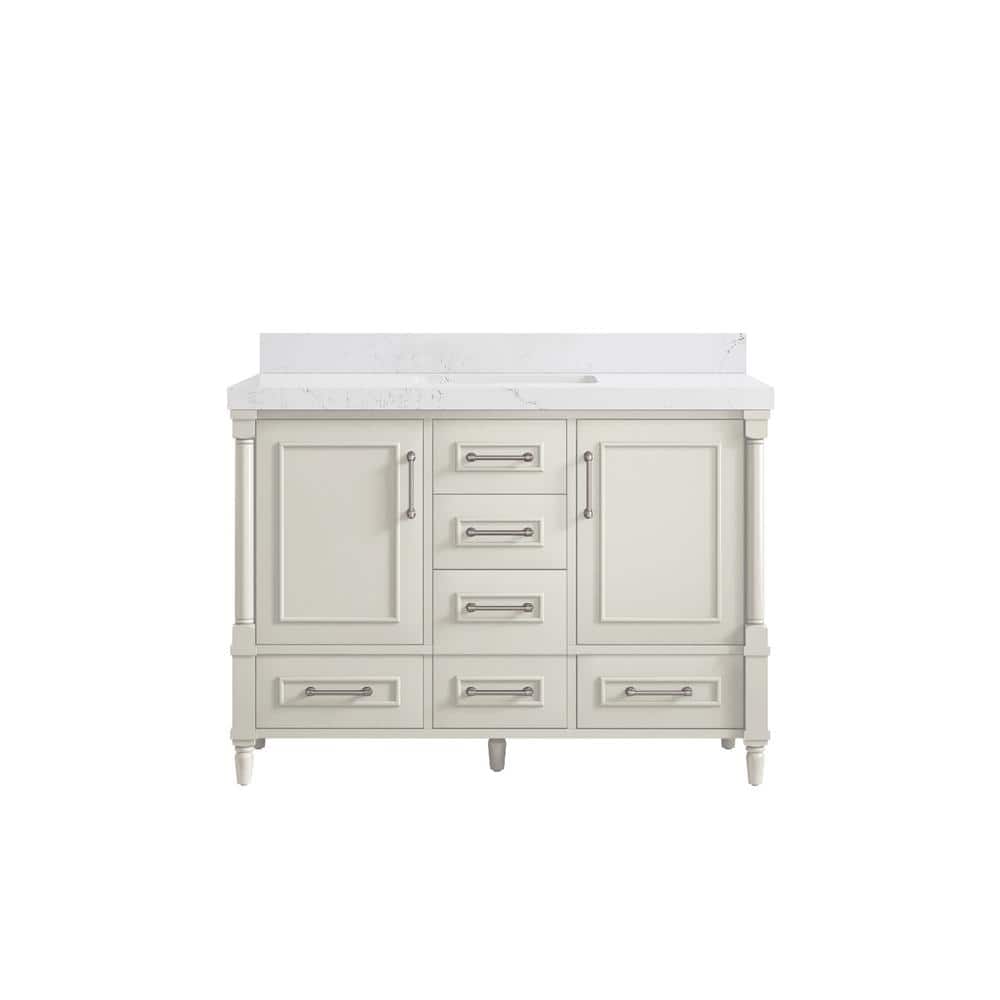 Aberdeen 48" Alabaster Single Sink Bath Vanity with Quartz Top