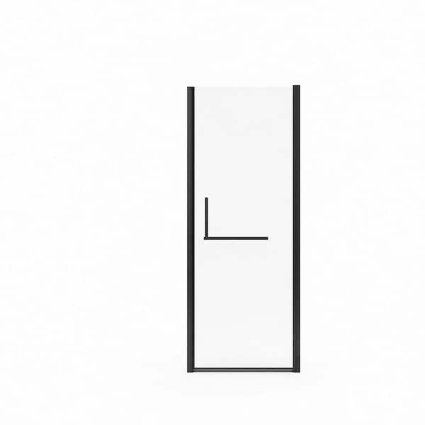 28 in.-29 3/8 in. W x 72 in. H Semi-Frameless Pivot Shower Door in Matte Black with Frosted Tempered Glass with