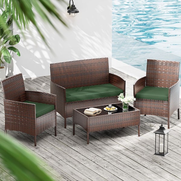36 in. x 18 in. (3-Piece) Outdoor Patio Replacement Seat Cushions Fit for Loveseat Sofa Lounge Chair Furniture Green