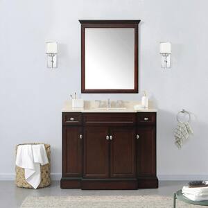 Teagen 42 in. W Bath Vanity in Dark Espresso with Cultured Stone Vanity Top in Beige with White Basin