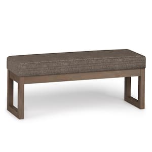 Milltown 45 in. Wide Contemporary Rectangle Large Ottoman Bench in Mink Brown Tweed Look Fabric