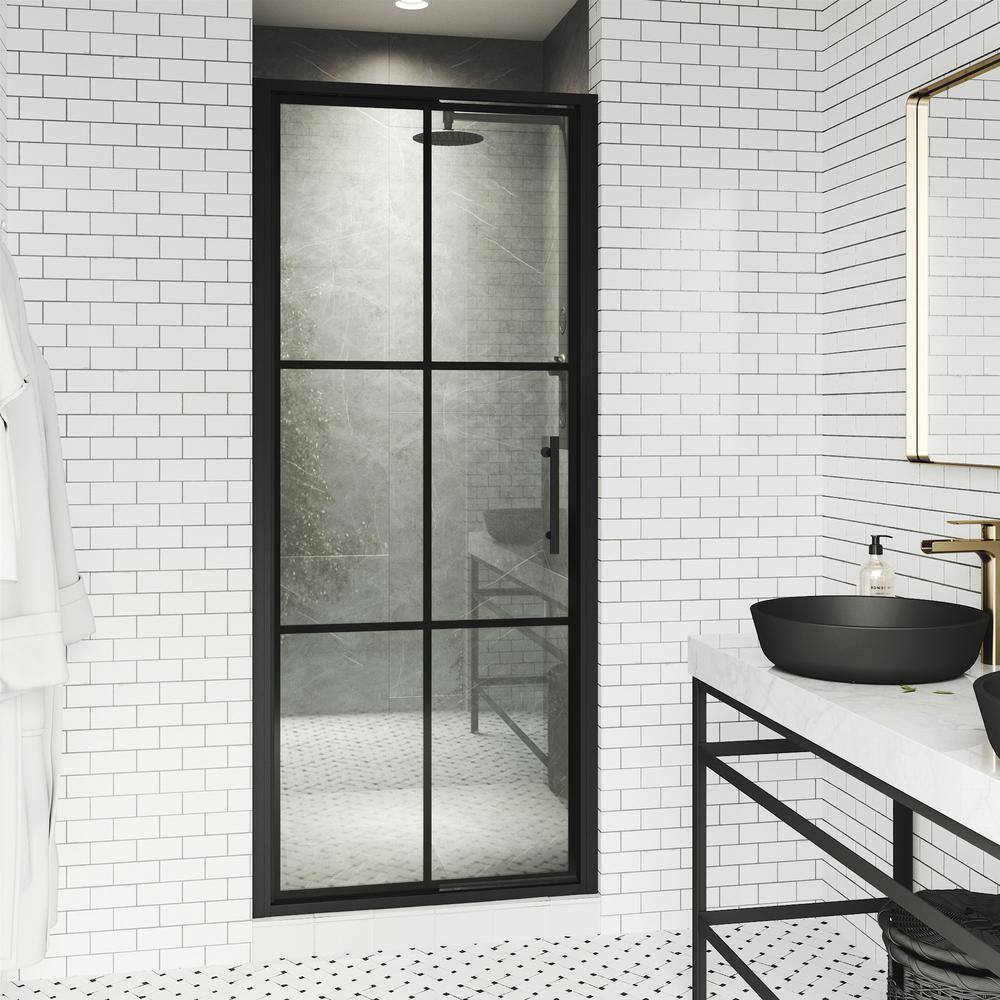 Astoria Matte Black 30" x 76" Pivot Shower Door with Clear Glass