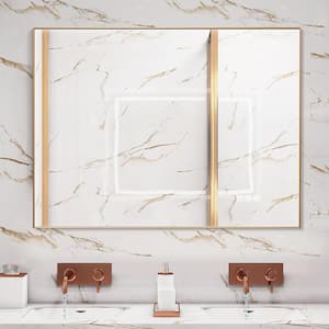 32 in. W x 24 in. H Rectangular Framed Anti-Fog Dimmable Backlit LED Wall Bathroom Vanity Mirror in Gold