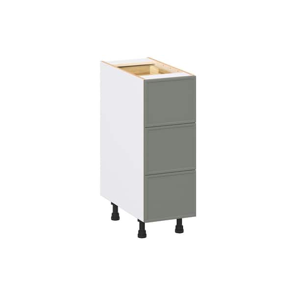Fairview 12 in. W x 24 in. D x 34.5 in. H Assembled Slim Shaker Drawer Base Kitchen Cabinet in Moss Green with 4-Drawers