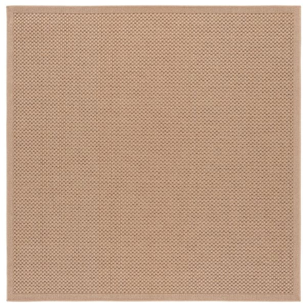Atrium Sisal Beige 7 ft. x 7 ft. Solid Geometric Indoor/Outdoor Square Area Rug