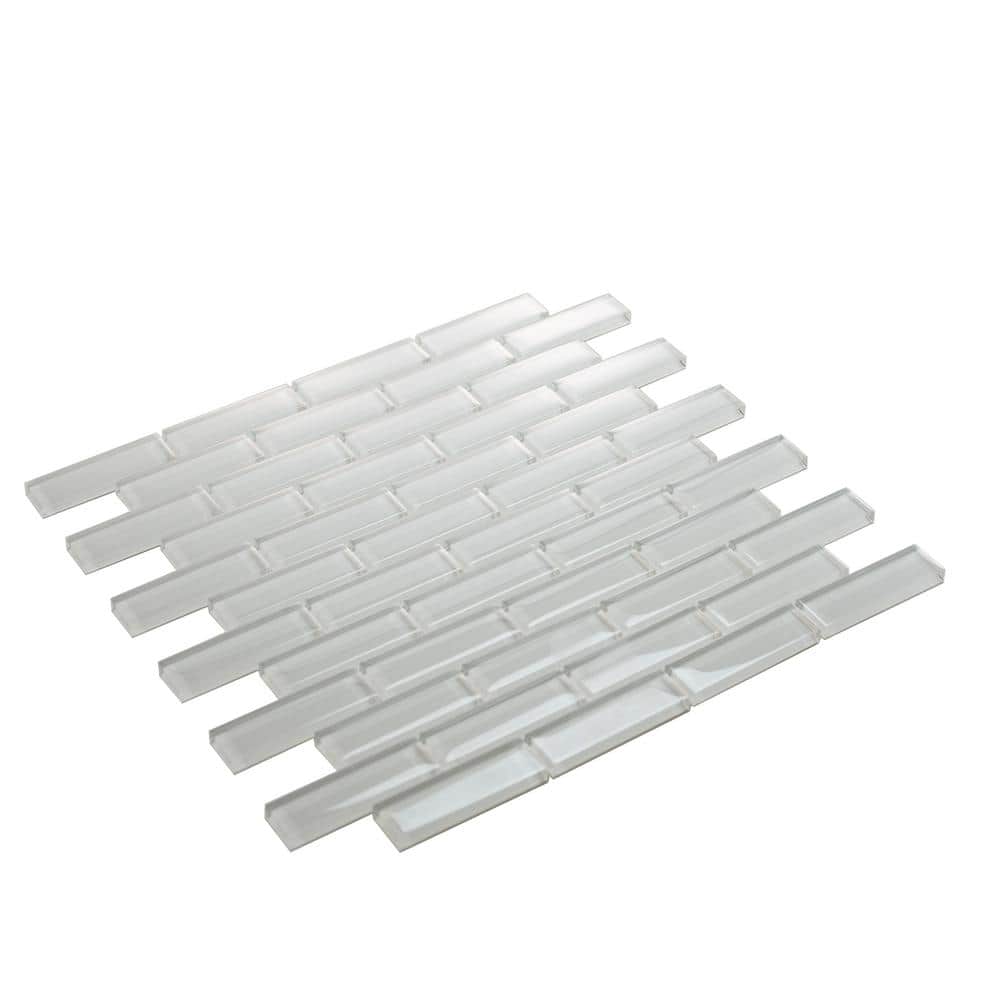 Apollo 11.9" White Glossy Glass Mosaic Tile for Walls and Floors
