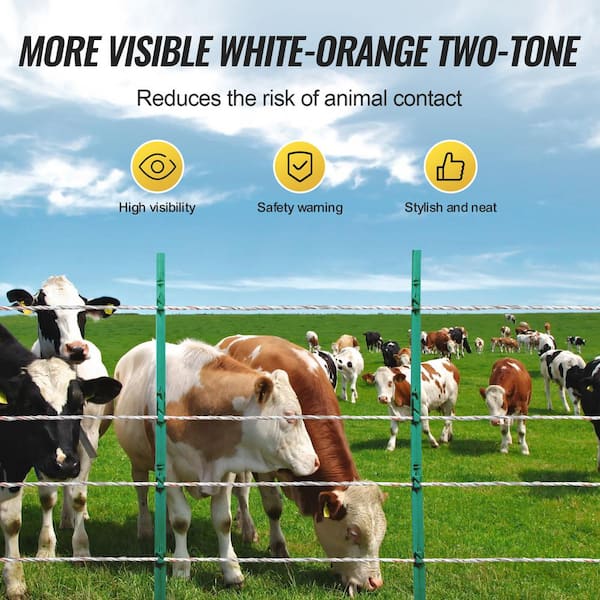 VEVOR Electric Fence Wire, 2625 ft. 800 M Portable Polypier, 3/32 in. Dia 9 Mixed Metal Strands for Reliable Conductivity