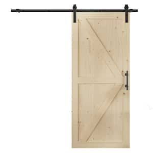 36 in. x 84 in. Nature Finished Wood Sliding Barn Door with Hardware Kit