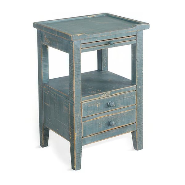Benjara 17 in. Green Rectangular Wooden Top End Table