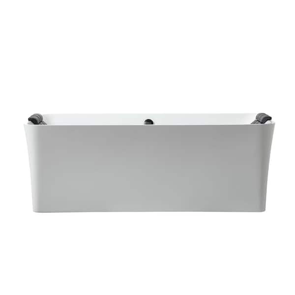 67 in. x 31.5 in. Center Drain Freestanding Whirlpool Bathtub Hydrotherapy Lighted Bath-18 Black Jets in White