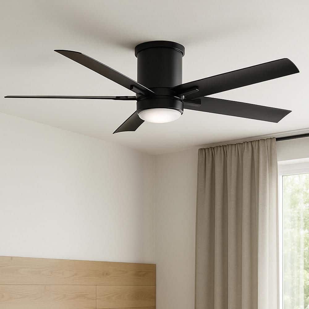 Vail Flush 52.0 in. Indoor/Outdoor Integrated LED Matte Black Ceiling Fan with Remote Control price history on PriceWatchPro