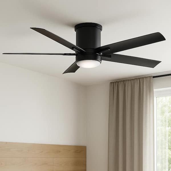 Vail Flush 52.0 in. Indoor/Outdoor Integrated LED Matte Black Ceiling Fan with Remote Control