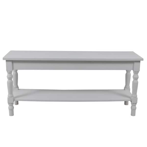 Decor Therapy Charlie Satin White Bench with Shelf FR9577 - The Home Depot