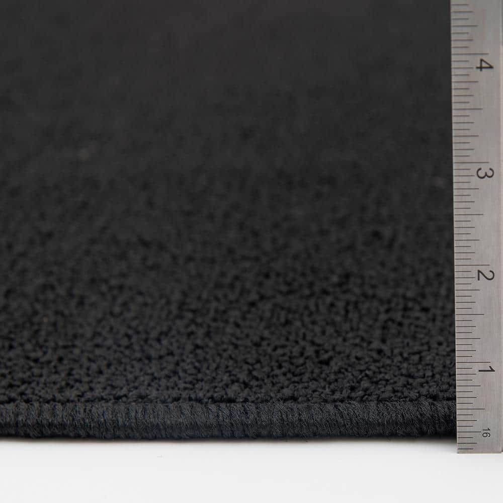 Black Rectangular Tufted Synthetic Indoor Area Rug
