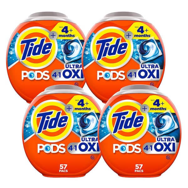 4 in 1 Ultra Oxi Unscented Laundry Detergent Pods, 57-Count, 4-Pack