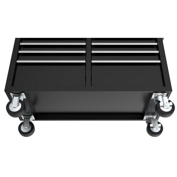 Husky Tool Storage 46 in. W Gloss Black Mobile Workbench Cabinet