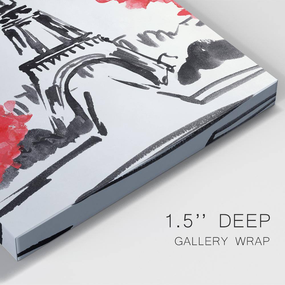 Eiffel Tower Red and Black Canvas Art with Solid Wood Frame