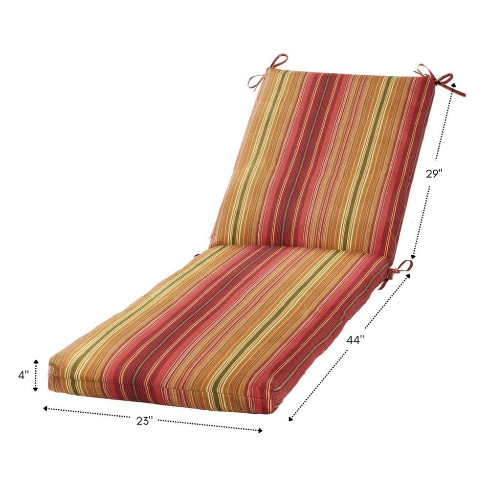 Kinnabari Stripe Red and Green Outdoor Chaise Lounge Cushion
