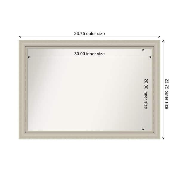 Amanti Art Romano Silver Narrow 33.75 in. x 23.75 in. Custom Non-Beveled Wood Framed Bathroom Vanity Wall Mirror