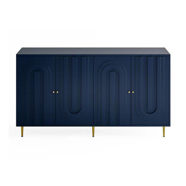 Unbranded Modern Blue Wood Pantry Organizer, Sideboard Buffet Server Cabinet with 4 Door