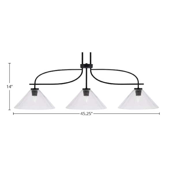 ARTCRAFT Olympia Black and Satin Brass Transitional Linear Kitchen Island Light
