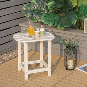 18 in. Patio Wood And Plastic Adirondack Outdoor Side Table Weather Resistant Garden Yard White