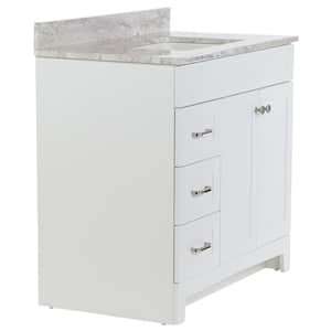 Thornbriar 37 in. W x 22 in. D x 38 in. H Single Sink  Bath Vanity in White with Winter Mist Stone Composite Top