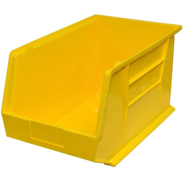 Storage Concepts 11 in. W x 18 in. D x 10 in. H Stackable Plastic Storage Bin in Yellow (4-Pack)