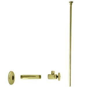 1/2 in. IPS x 3/8 in. O. D. x 20 in. Flat Head Toilet Kit with Round Handles, Polished Brass